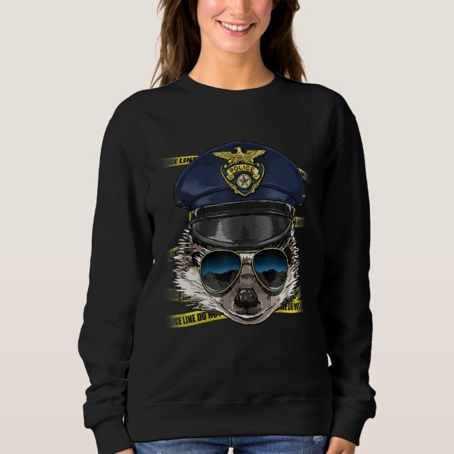 Sweatshirt Police Officer Hedgehog PD Cop Crime Scene Hedgeho (Devant)