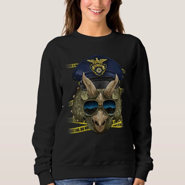 Sweatshirt Police Officer Triceratops PD Cop Crime Scene Dino (Devant)