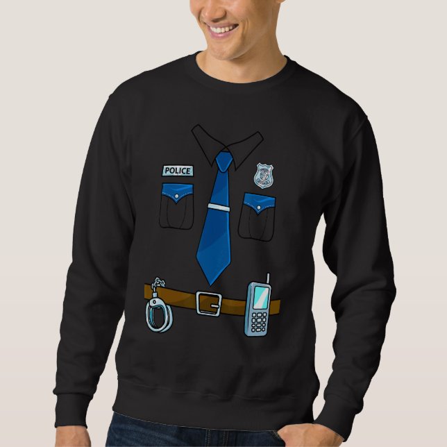 Sweatshirt Policière Costume Cop Officier Uniforme Halloween  (Devant)