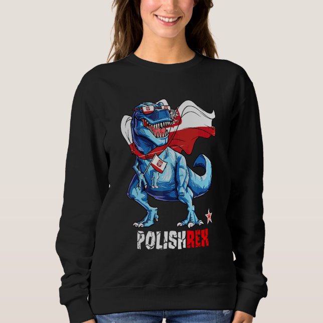 Sweatshirt Polishrex fier drapeau polonais dinosaure amusant  (Devant)