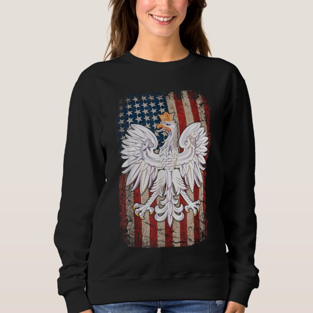Sweatshirt Polonaise Aigle American Flag Pride Pologne (Devant)
