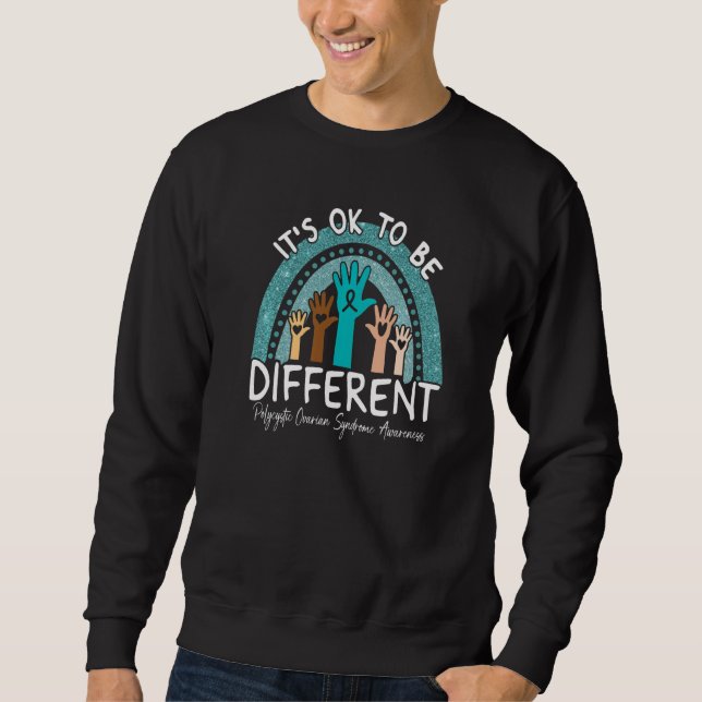 Sweatshirt Polycystic Ovarian Syndrome Awareness Teal Rainbow (Devant)