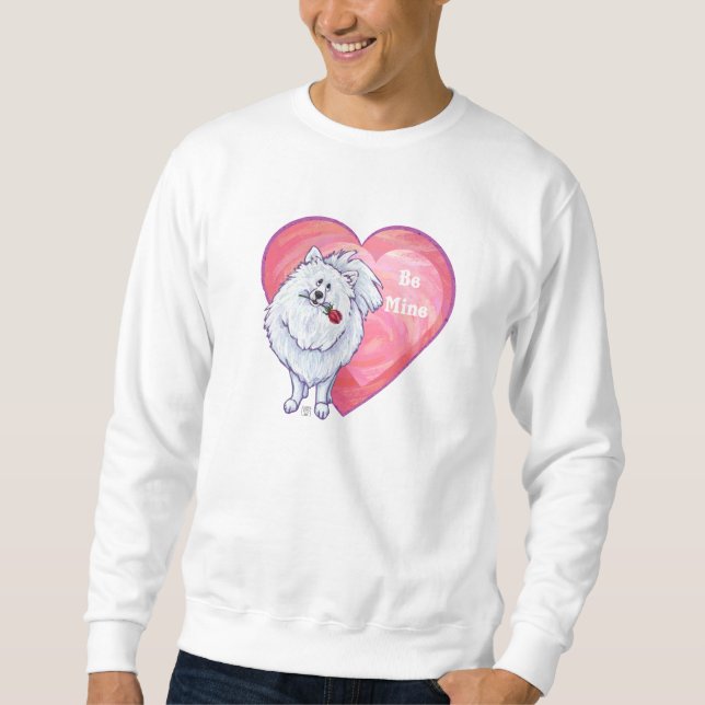 Sweatshirt Pomeranian blanc Saint-Valentin (Devant)