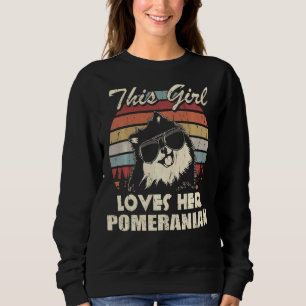 Sweatshirt Pomeranian Cool de fille Vintage Rétro pour maman