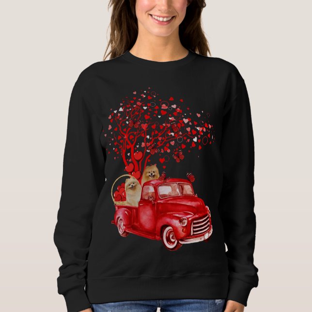 Sweatshirt Pomeranian équitation Camion Rouge Saint-Valentin  (Devant)