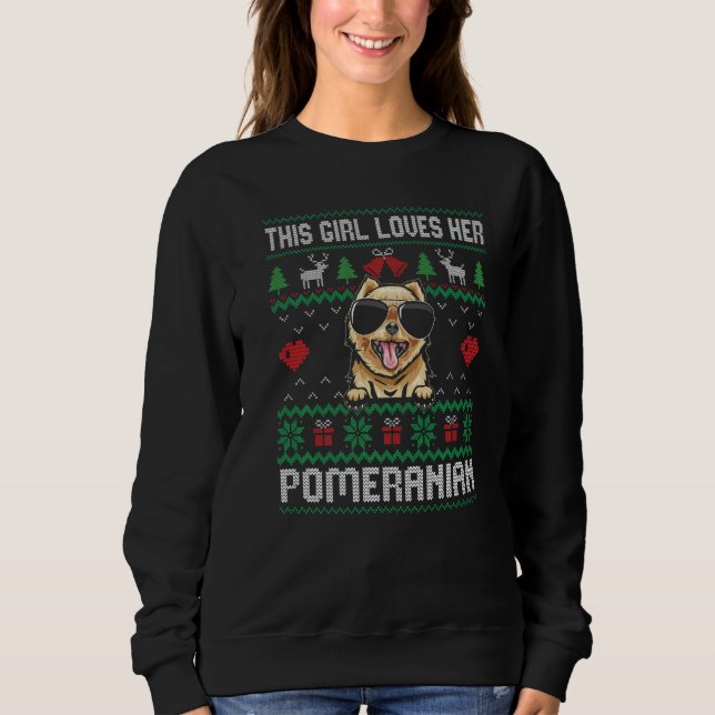 Sweatshirt Pomeranian Girl Cool Ugly Christmas for Dog Mom Pr (Devant)