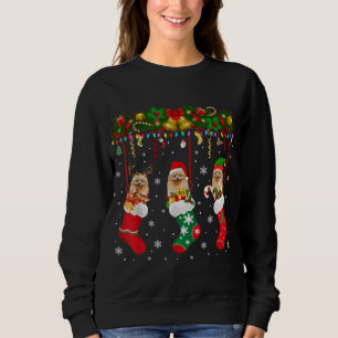 Sweatshirt Poméranian In Sock Xmas Reindeer Santa ELF Dog