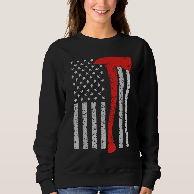 Sweatshirt Pompier Drapeau Américain Ax Mince Red Line Patrio (Devant)
