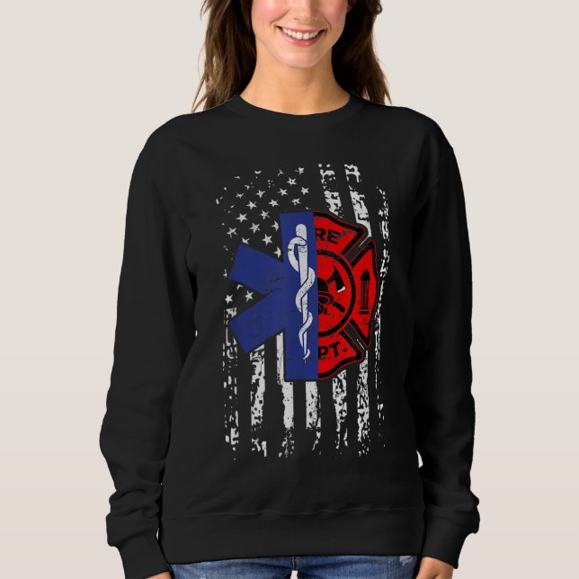 Sweatshirt Pompier EMT Pompier EMT Drapeau américain Cadeau (Devant)