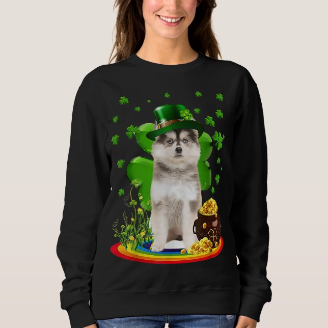Sweatshirt Pomsky Jour de la Saint Patrick Lover Irish Shamro (Devant)