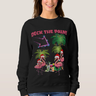 Sweatshirt Pont Les Palmiers Flamant rose Noël Palmiers Lumiè