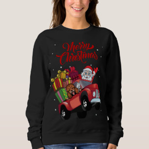 Sweatshirt Poodé Avec Le Père Noël Dans Le Chien De Camion Ro