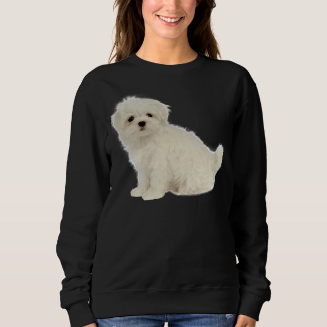 Sweatshirt Poodé Chien Maltais Chien Blanc Long Enrobé Chien  (Devant)