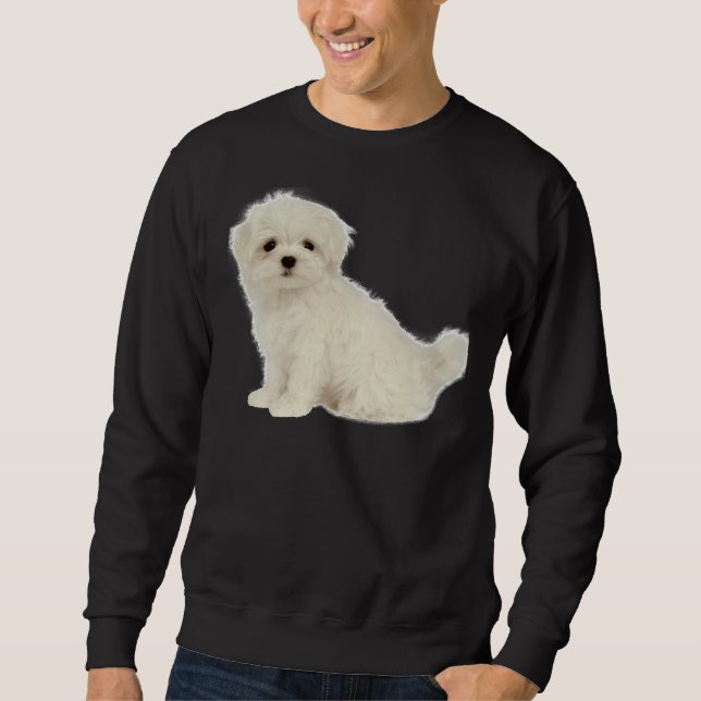 Sweatshirt Poodé Chien Maltais Chien Blanc Long Enrobé Chien  (Devant)