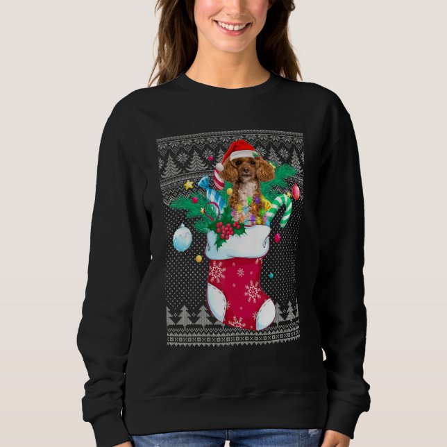 Sweatshirt Poodé Dans Sock Drôle Noël Mauvais Pyjama Xmas Sa (Devant)