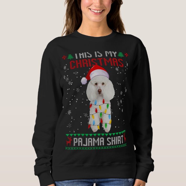 Sweatshirt Poodé moche sapin de Noël éclaire la famille Chien (Devant)