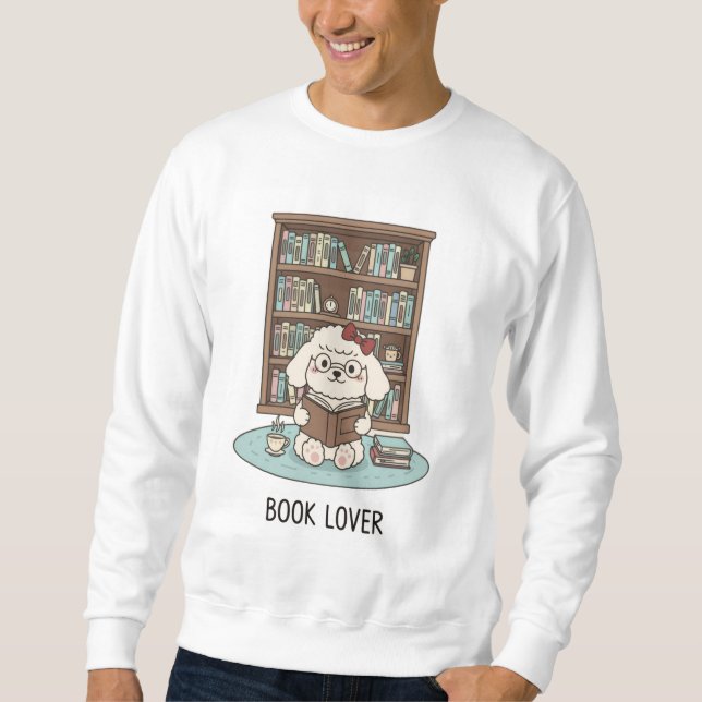 Sweatshirt Poodle Bibliophile Lisant un Café Cozy Vibes (Devant)