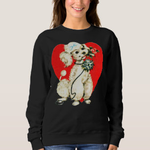 Sweatshirt Poodle Chien Holding Fleurs Coeur Valentine Amour