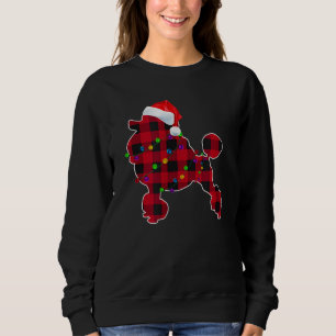 Sweatshirt Poodle Chien Rouge Plaqué Pyjama de Noël Lumières 