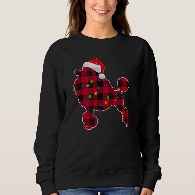 Sweatshirt Poodle Chien Rouge Plaqué Pyjama de Noël Lumières  (Devant)