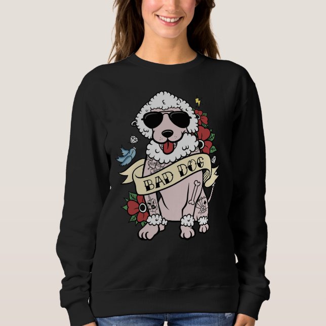 Sweatshirt Poodle mauvais chien (Devant)