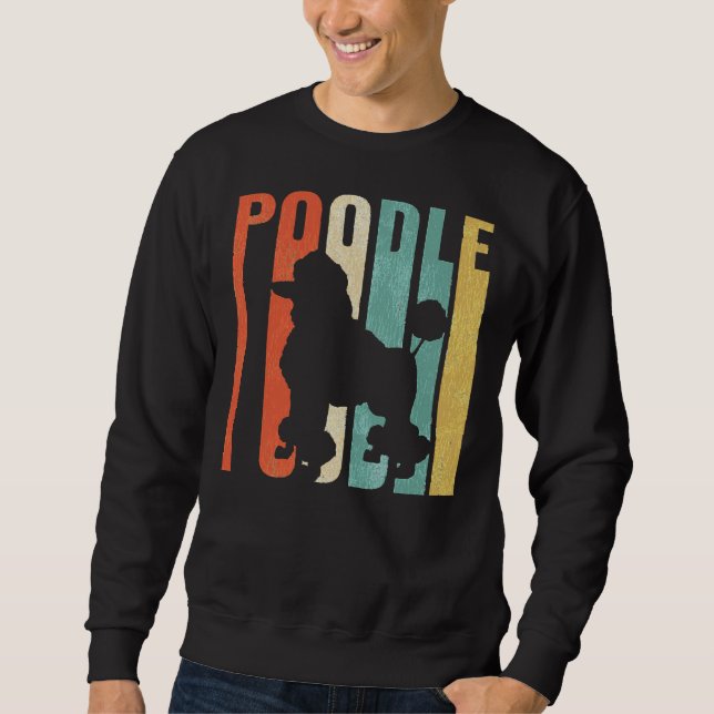 Sweatshirt Poodle Retro 1970 s Silhouette de chien craqué (Devant)
