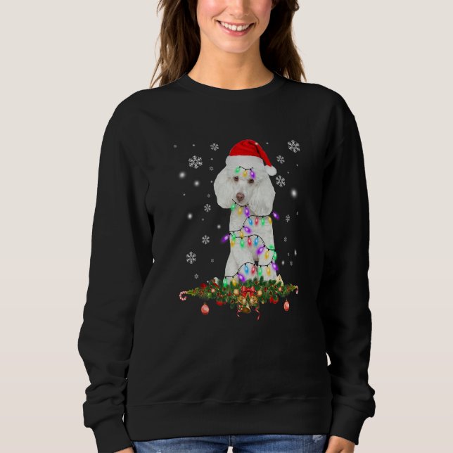 Sweatshirt Poodle Santa Christmas Tree Lights Xmas (Devant)