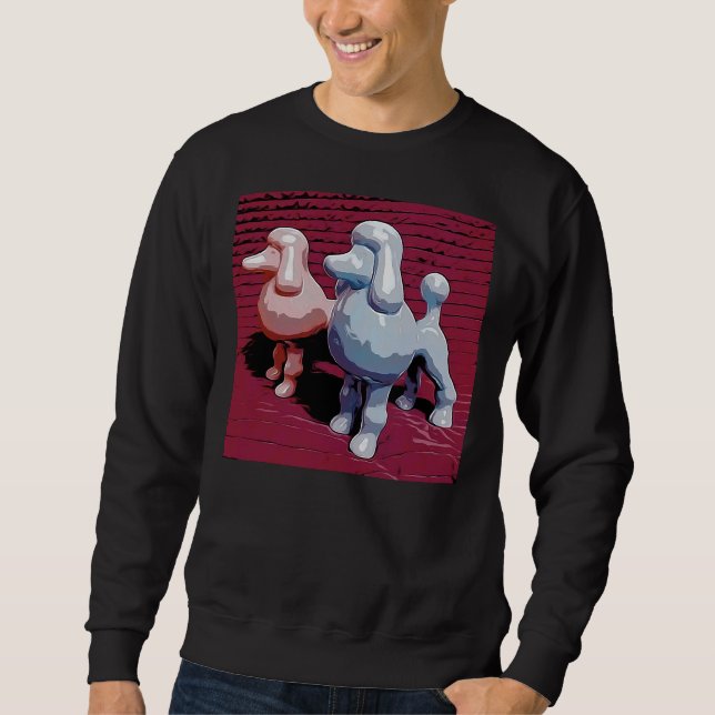 Sweatshirt Poodles Bleus Et Rose 3D (Devant)