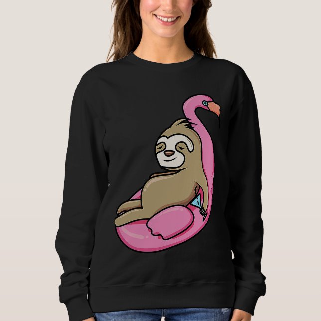 Sweatshirt Pool Side Beach Top Cute Sloth Relaxing In Pool Dr (Devant)