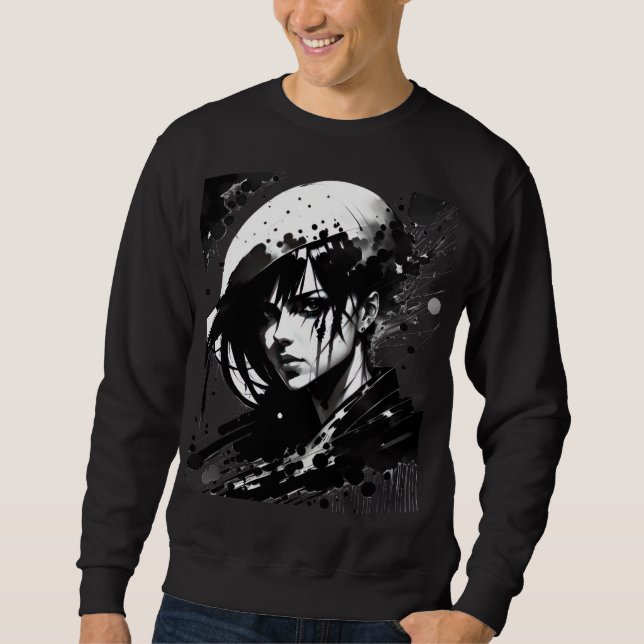 Sweatshirt Pop Art Black Line Art d'une femme (Devant)
