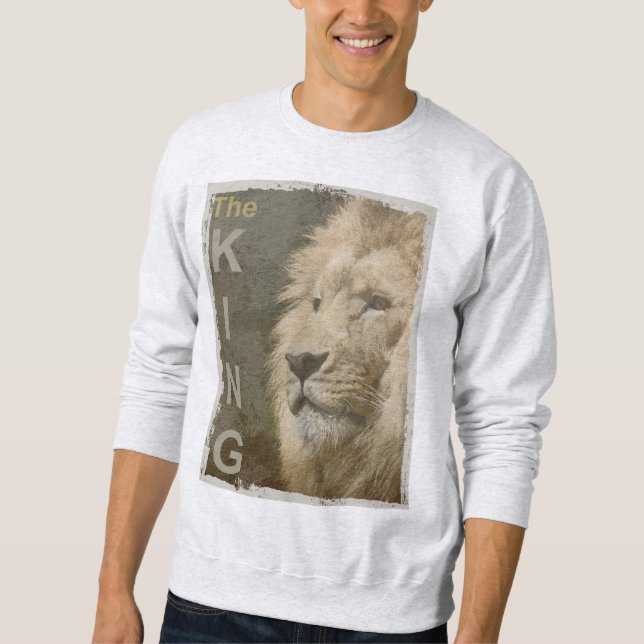 Sweatshirt Pop Art Lion Head The King Modern Elegant Mens (Devant)