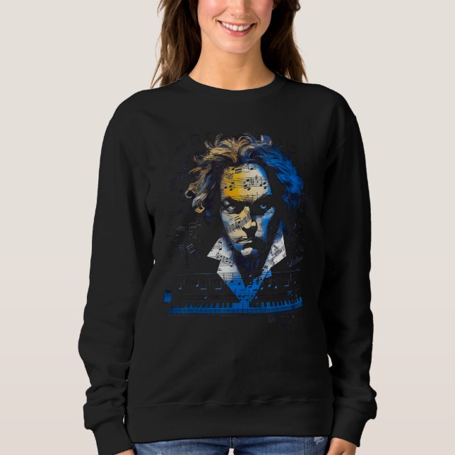 Sweatshirt Pop Ludwig van Beethoven Music Piano Blue (Devant)