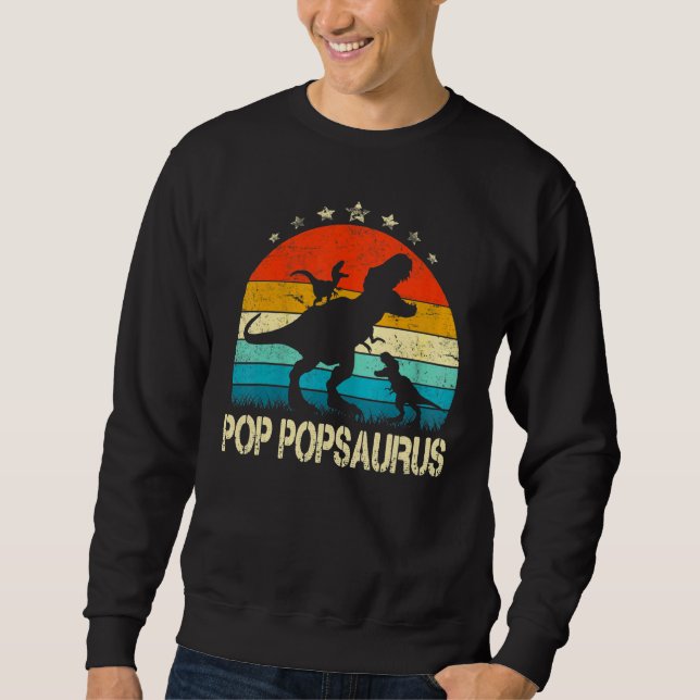 Sweatshirt Pop Pop Dinosaur Pop Popsaurus 2 Deux Enfants Chri (Devant)