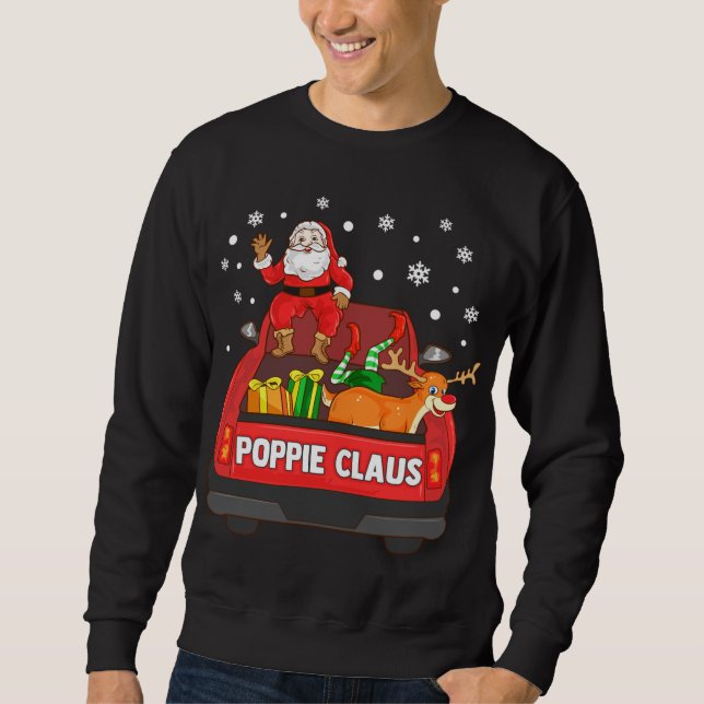 Sweatshirt Poppie Claus Camion Rouge Père Noël Reindeer Elf C (Devant)