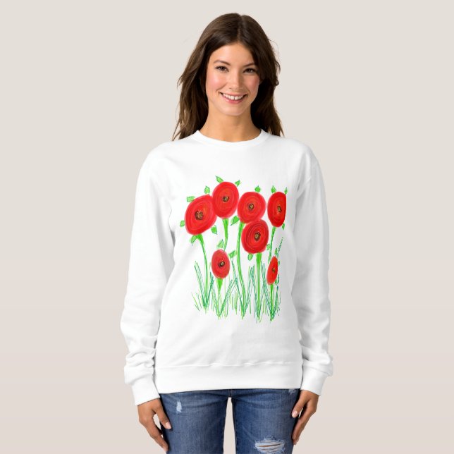Sweatshirt Poppies en rouge (Devant entier)