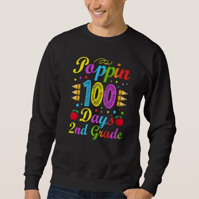 Sweatshirt Poppin 100 Days 2nd Grade Primary School Kid Eleme (Devant)