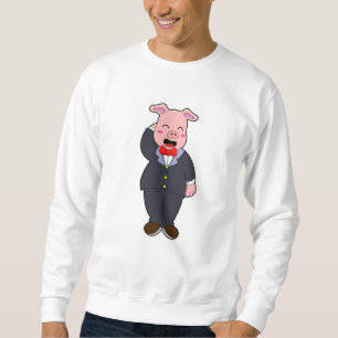Sweatshirt Porc en marié avec costume et cravate