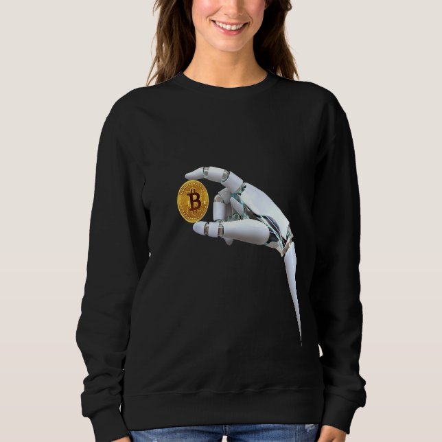 Sweatshirt Porte-Robot Porte-Main Bitcoin Blockchain Cryptocu (Devant)