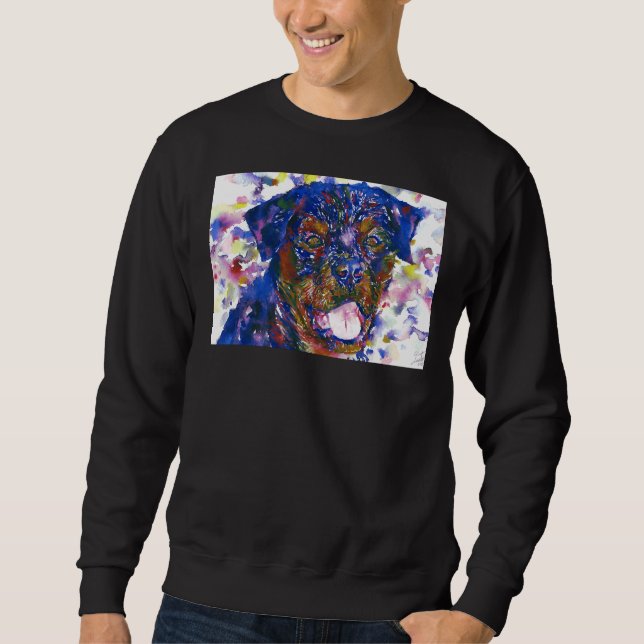 Sweatshirt Portrait d'aquarelle Rottweiler (Devant)