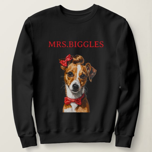 Sweatshirt Portrait de chien personnalisé – Conception de nom (Design devant)