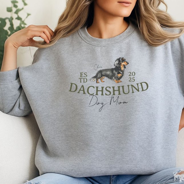 Sweatshirt Portrait de chien personnalisé Maman Dachshund (Elevate your party apparel with this Custom Pet Portrait Dog Mom Dachshund sweatshirt sweatshirt! )