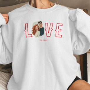Sweatshirt Portrait de couple à l'aquarelle personnalisé Amou