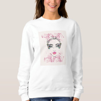 Sweatshirt Portrait de femme moderne abstrait T-shirt aquarel