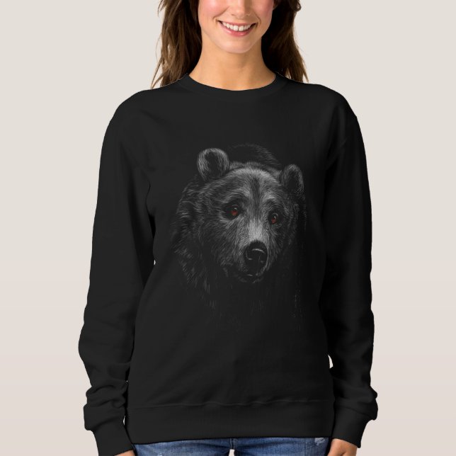 Sweatshirt Portrait de tête d'ours Thème Arrière - plan noir  (Devant)