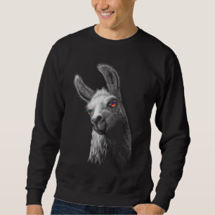 Sweatshirt Portrait Head Cute Llama sur Arrière - plan noir
