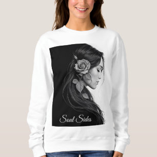 Sweatshirt Portrait noir et blanc de la belle femme art