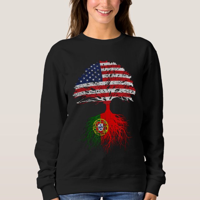 Sweatshirt Portugal Roots American Gros Portugal Drapeau Cade (Devant)