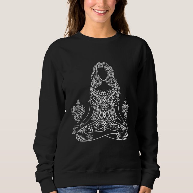 Sweatshirt Pose de Bouddha de Lune Namaste de Yoga (Devant)