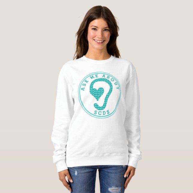 Sweatshirt Posez-moi une question sur SCDS (Aqua) Long Sleeve (Devant entier)