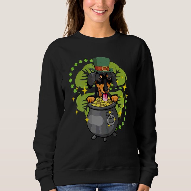 Sweatshirt Pot d'or shamrock St Patricku2019s Jour Dachshund  (Devant)